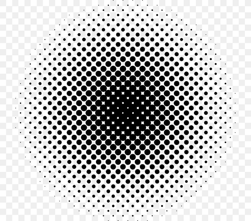 Halftone Circle, PNG, 720x720px, Halftone, Area, Black And White, Color, Color Gradient Download Free