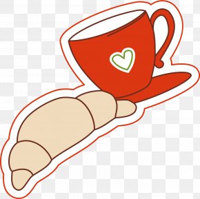 Coffee Cartoon - Coffee Cup Croissant Breakfast Clip Art Illustration PNG