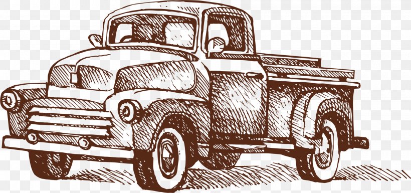 Vintage Car Automotive Design Classic Car, PNG, 2000x941px, Car, Automotive Design, Black And White, Brand, Classic Car Download Free