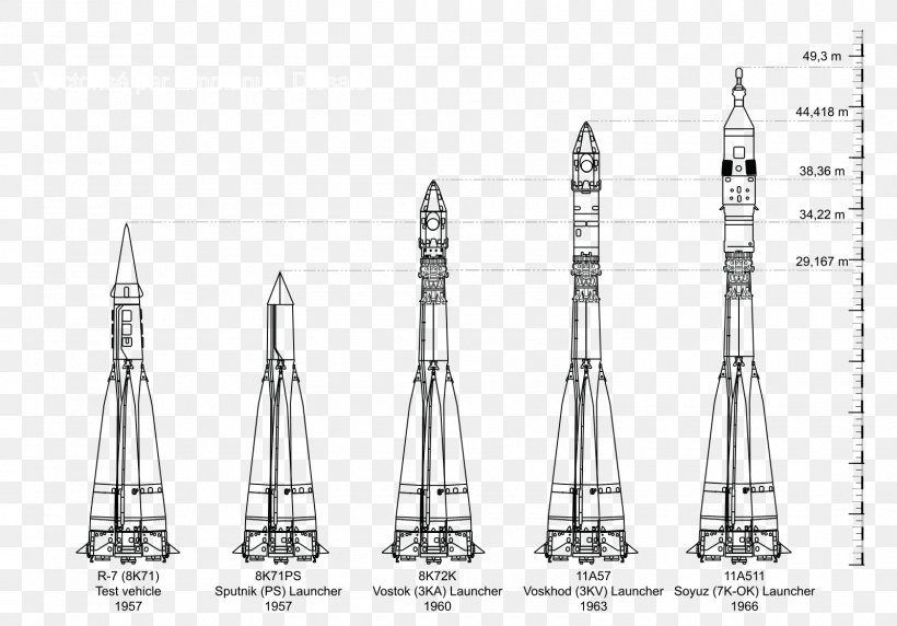 Vostok 1 Project Vanguard R-7 Semyorka Intercontinental Ballistic Missile, PNG, 1600x1117px, Vostok 1, Black And White, Intercontinental Ballistic Missile, Launch Vehicle, R7 Semyorka Download Free