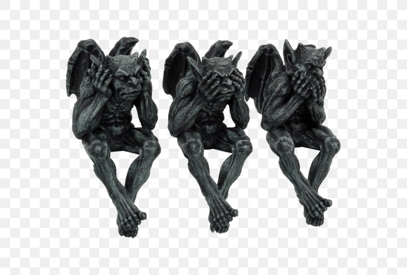 Three Wise Monkeys Gargoyle Statue Figurine Evil, PNG, 555x555px, Three Wise Monkeys, Dragon, Effigy, Evil, Figurine Download Free