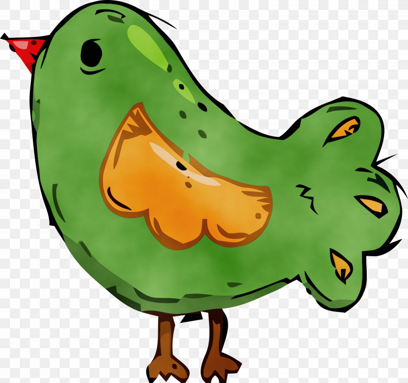 Chicken Landfowl Amphibians Cartoon Green, PNG, 3000x2820px, Cartoon Bird, Amphibians, Beak, Biology, Cartoon Download Free