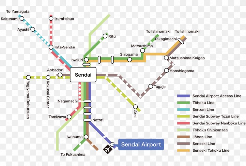 Sendai Airport Sendai Station Train Appi-Kōgen Station Zaō Onsen, PNG, 836x566px, Sendai Airport, Airport, Area, Diagram, Japan Download Free