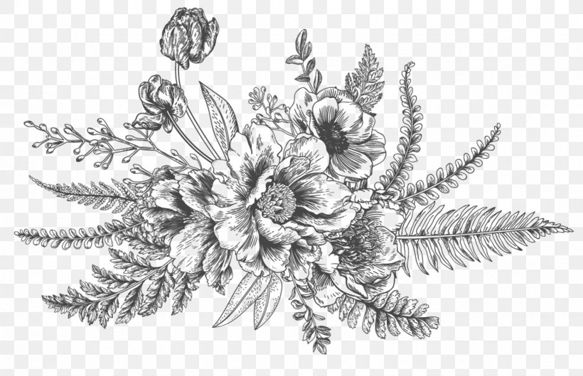 Drawing Flower Bouquet Floral Design, PNG, 1738x1125px, Drawing, Art, Artwork, Black And White, Botanical Illustration Download Free