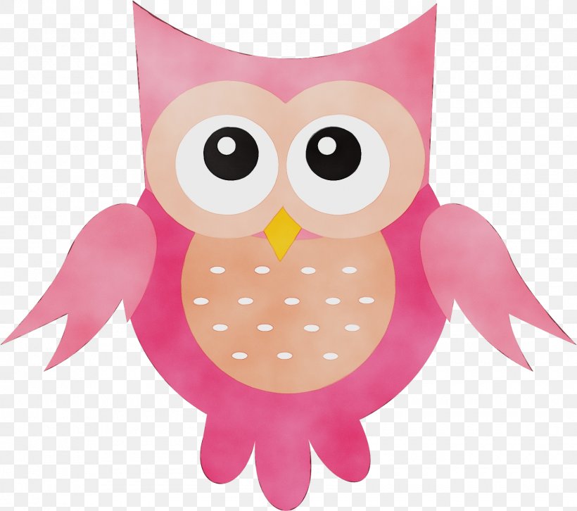 Owl Pink Bird Bird Of Prey Cartoon, PNG, 1600x1418px, Watercolor, Bird, Bird Of Prey, Cartoon, Magenta Download Free