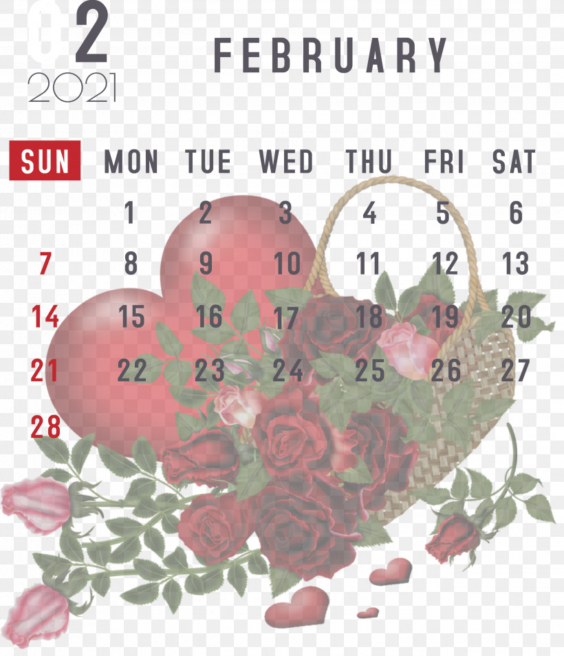 February 2021 Printable Calendar February Calendar 2021 Calendar, PNG, 2581x3000px, 2021 Calendar, Beach Rose, Doll, Flower, Hug Download Free