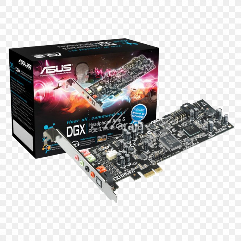 Graphics Cards & Video Adapters Sound Cards & Audio Adapters PCI Express Asus Xonar DGX 5.1 Surround Sound, PNG, 1000x1000px, 51 Surround Sound, Graphics Cards Video Adapters, Asus, Asus Xonar, Asus Xonar Dg Download Free