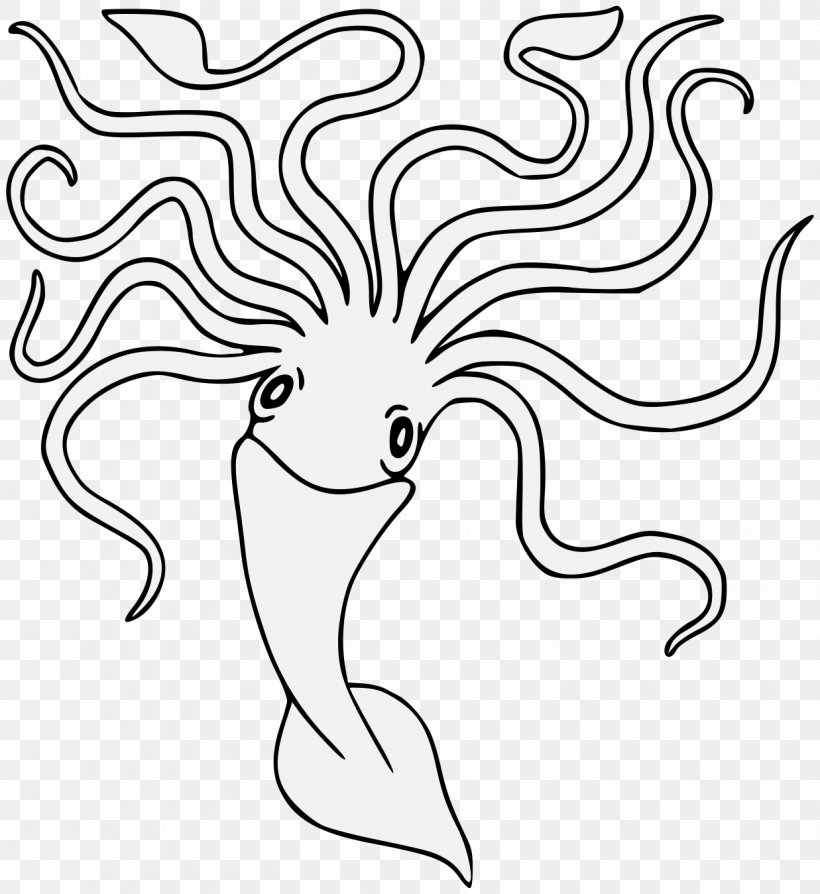 Kraken Squid Octopus Drawing Black And White, PNG, 1237x1349px, Watercolor, Cartoon, Flower, Frame, Heart Download Free