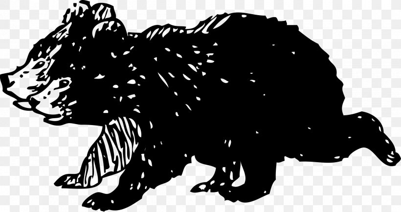 Brown Bear American Black Bear Polar Bear Clip Art, PNG, 2400x1273px, Bear, American Black Bear, Big Cats, Black, Black And White Download Free