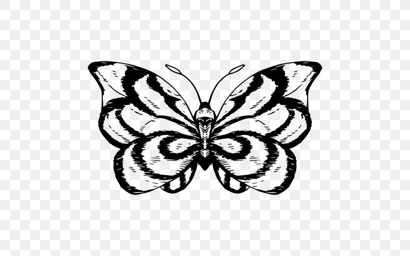 Monarch Butterfly Moth Drawing, PNG, 512x512px, 2d Computer Graphics, Monarch Butterfly, Arthropod, Black And White, Brush Footed Butterfly Download Free