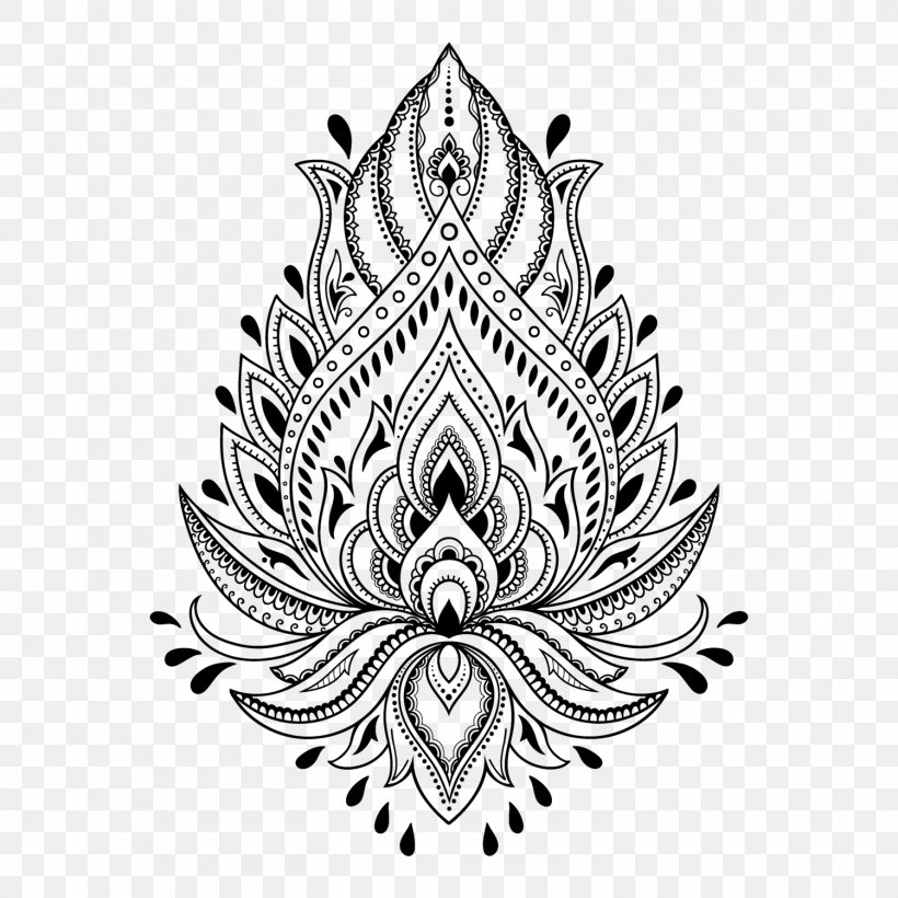 Henna Tattoo Mehndi Stencil Template, PNG, 1500x1500px, Henna, Art, Black And White, Flower, Leaf Download Free