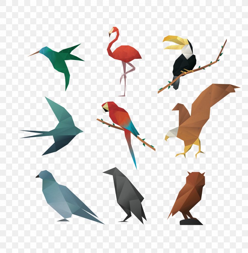 Bird Geometry Polygon Triangle, PNG, 1400x1426px, Bird, Animal, Beak, Behance, Crane Like Bird Download Free