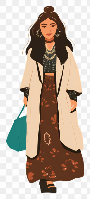 Bohemian Woman - Fashionable Woman In Stylish Outfit PNG