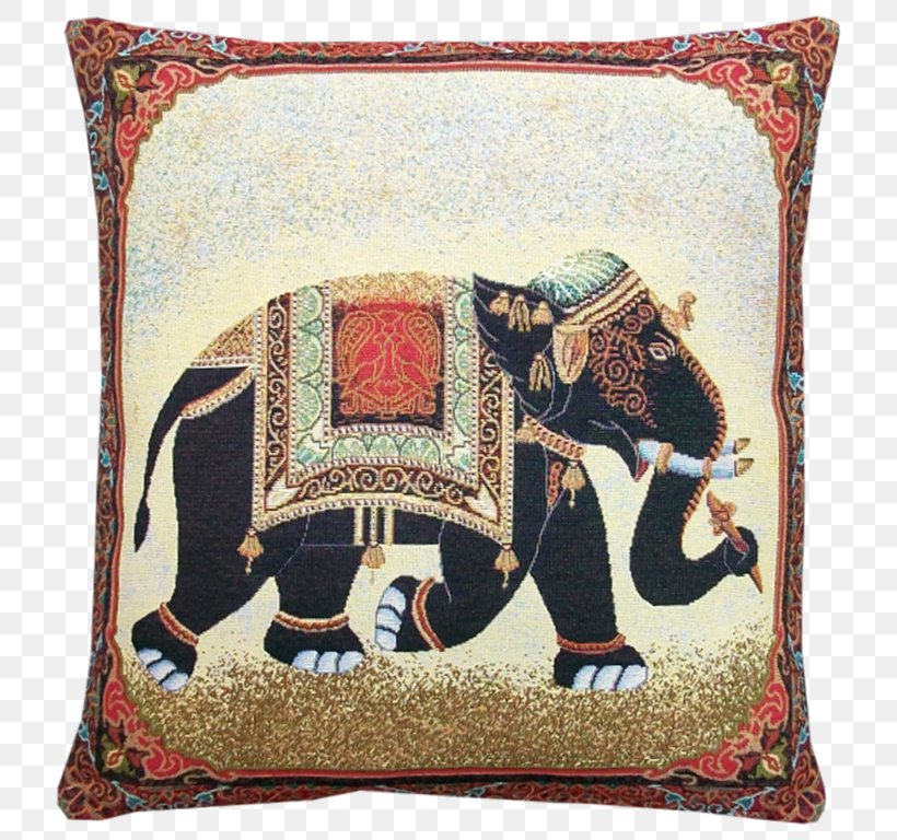 Cushion Throw Pillows Indian Elephant, PNG, 768x768px, Cushion, Bed, Chair, Couch, Decorative Arts Download Free