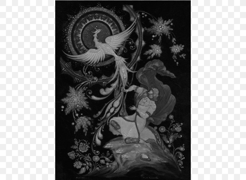 Firebird Ivan Tsarevich Russian Fairy Tales Palekh, PNG, 800x600px, Firebird, Art, Artwork, Black And White, Fairy Download Free
