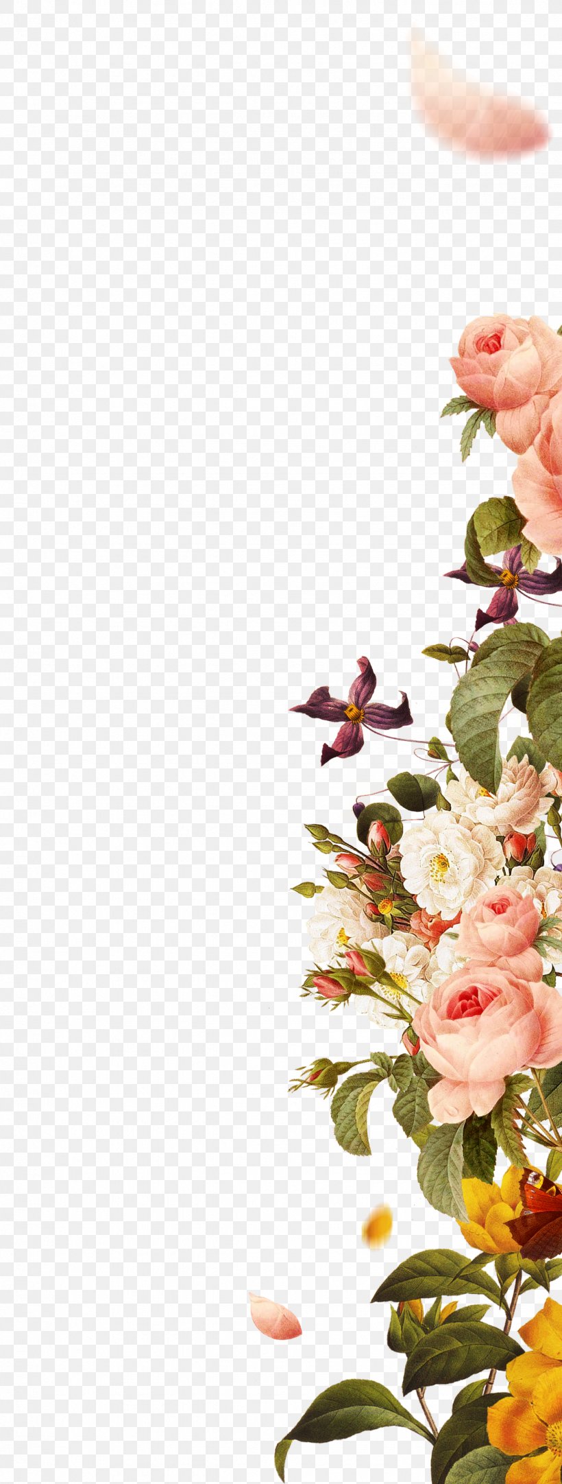 Flower Desktop Wallpaper Floral Design, PNG, 1329x3507px, Flower, Art, Blossom, Branch, Cut Flowers Download Free