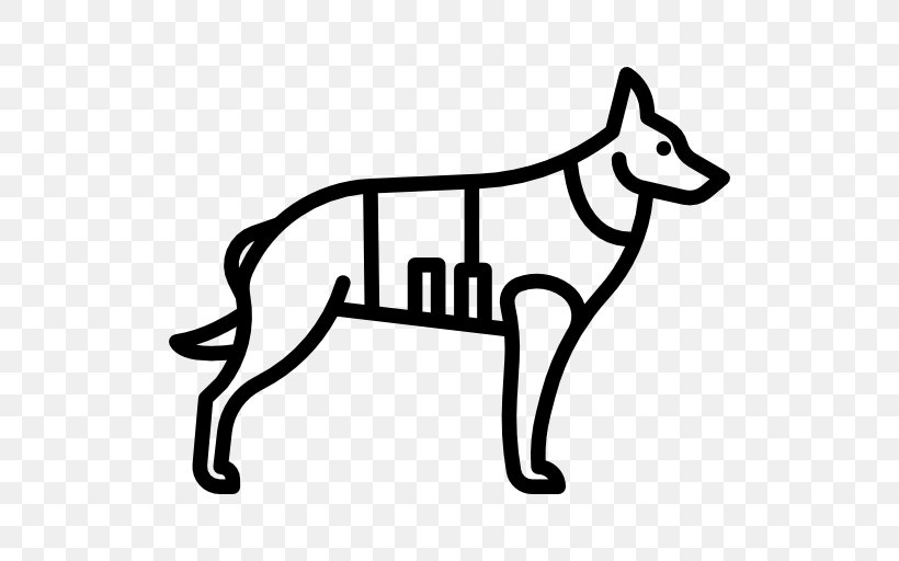 German Shepherd Puppy Coat Service Dog Police Dog, PNG, 512x512px, German Shepherd, Area, Artwork, Black, Black And White Download Free