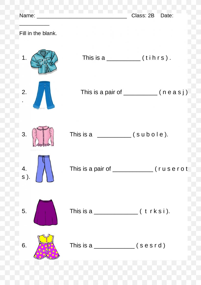 Clothing Vocabulary Pin Paper Worksheet, PNG, 1653x2339px, Clothing, Area, Diagram, English, Flashcard Download Free