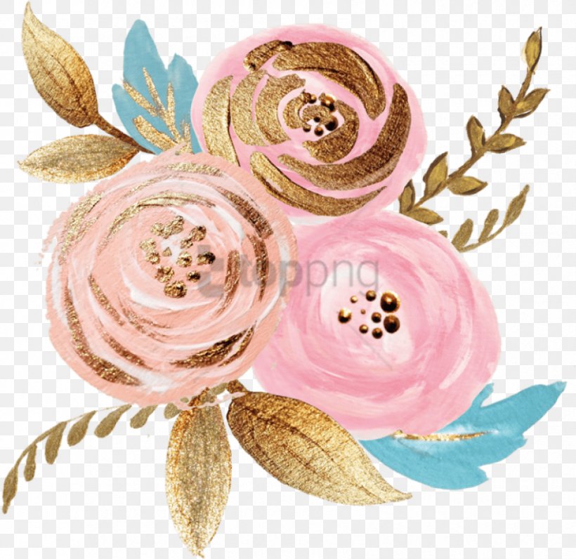 Flower Design Gold, PNG, 850x826px, Watercolor Painting, Bouquet, Cut Flowers, Feather, Floral Design Download Free