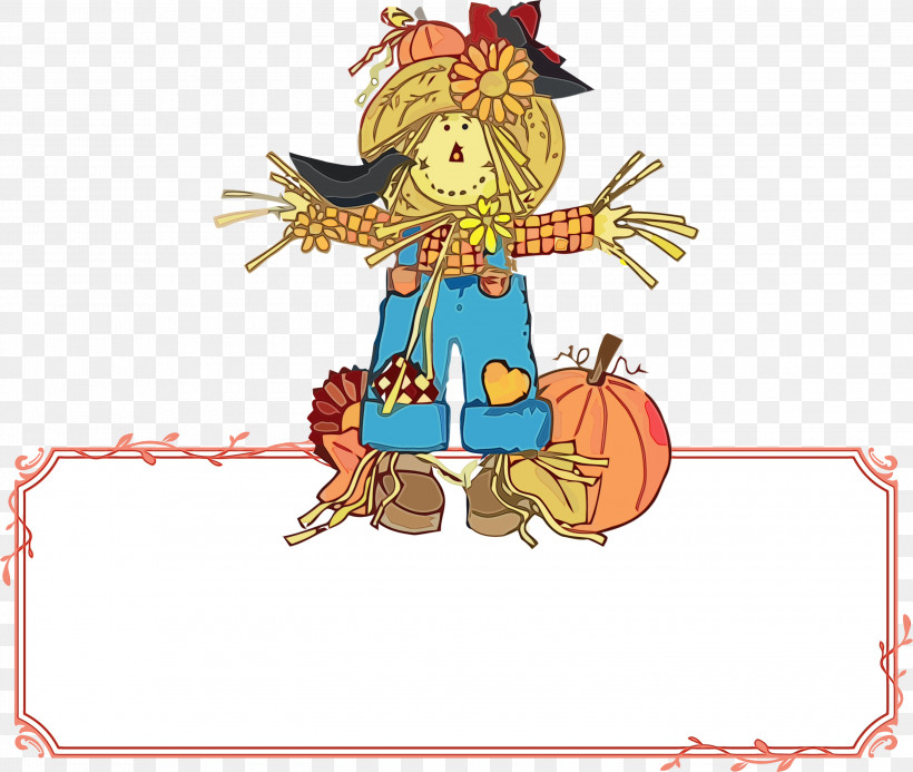 Watercolor Painting Cartoon Scarecrow Painting Scarecrow Costume, PNG, 3000x2539px, Thanksgiving Banner, Animation, Cartoon, Character, Costume Download Free