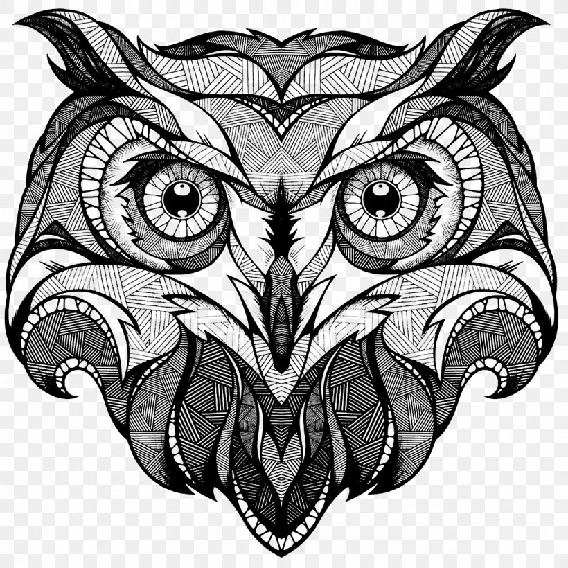 Owl Drawing Coloring Book Totem Illustration, PNG, 1200x1200px, Owl, Art, Barn Owl, Beak, Bird Download Free