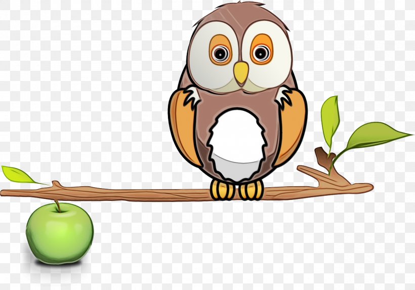 Owl Bird Cartoon Clip Art Branch, PNG, 1280x895px, Watercolor, Bird, Bird Of Prey, Branch, Cartoon Download Free