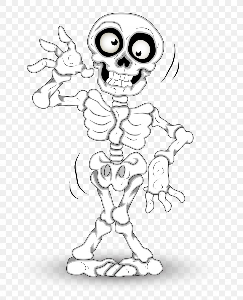 Human Skeleton Halloween Clip Art, PNG, 3023x3732px, Human Skeleton, Art, Black And White, Bone, Cartoon Download Free