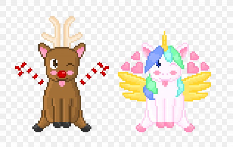 Reindeer Pixel Art Unicorn Clip Art Easter Bunny, PNG, 7900x5000px, Reindeer, Art, Carnivoran, Cartoon, Christmas Day Download Free