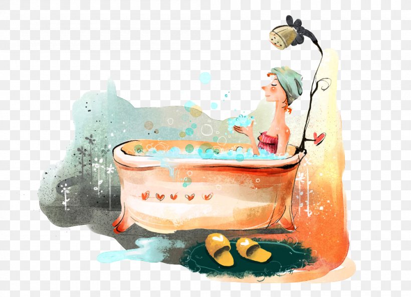 Bathing Cartoon Illustration, PNG, 1000x724px, Bathing, Bathtub, Cartoon, Comics, Creative Work Download Free