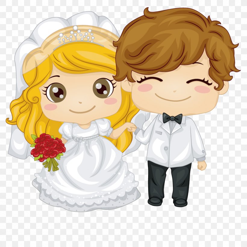 Wedding Invitation Cartoon Bride, PNG, 1000x1000px, Watercolor, Cartoon, Flower, Frame, Heart Download Free