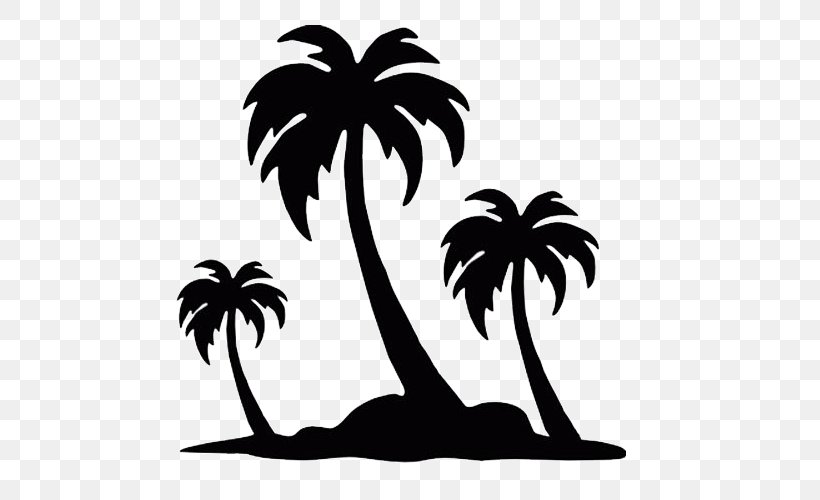 Arecaceae Silhouette Tree Clip Art, PNG, 500x500px, Arecaceae, Arecales, Art, Black And White, Branch Download Free