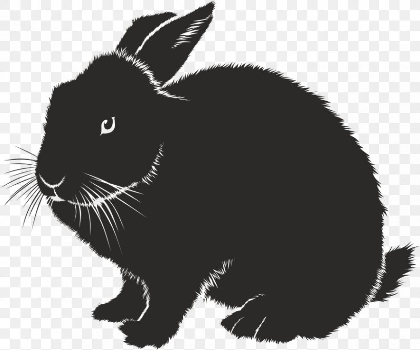 Domestic Rabbit Silhouette Clip Art, PNG, 865x720px, Domestic Rabbit, Animal, Black, Black And White, Drawing Download Free