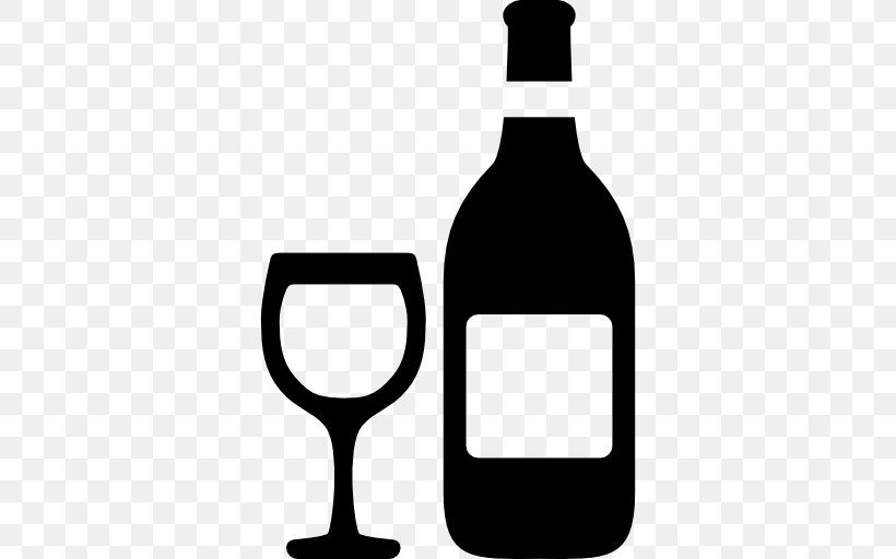 Wine Glass Cocktail Bottle, PNG, 512x512px, Wine, Black And White, Bottle, Cocktail, Drink Download Free