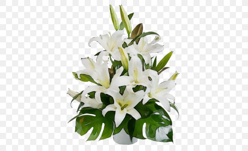 Flower Lily White Plant Bouquet, PNG, 500x500px, Watercolor, Bouquet, Cut Flowers, Flower, Flowerpot Download Free
