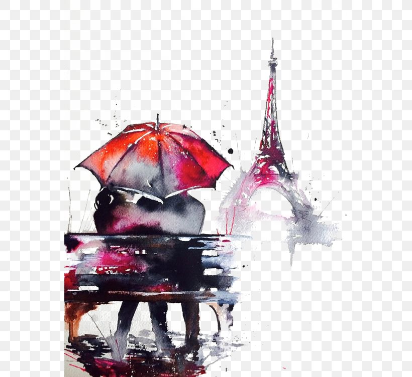 Paris Watercolor Painting Oil Painting Illustration, PNG, 564x752px, Paris, Art, Canvas, Drawing, Landscape Painting Download Free