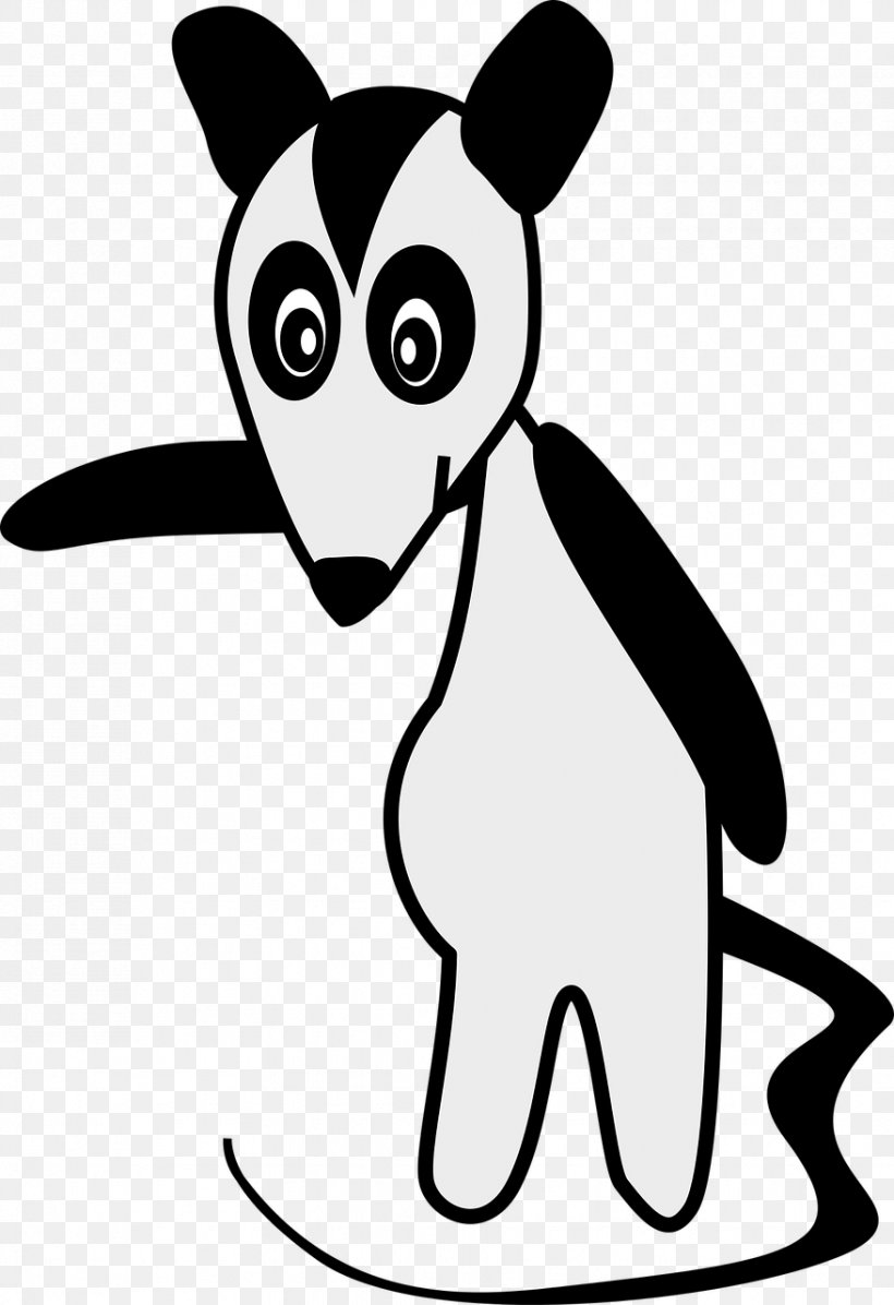 Black And White Opossum Skunk Clip Art, PNG, 877x1280px, Black And White, Artwork, Black, Carnivoran, Cartoon Download Free