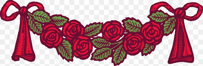 Rose Flower Ribbon Clip Art, PNG, 4054x1324px, Rose, Color, Floral Design, Flower, Garden Roses Download Free