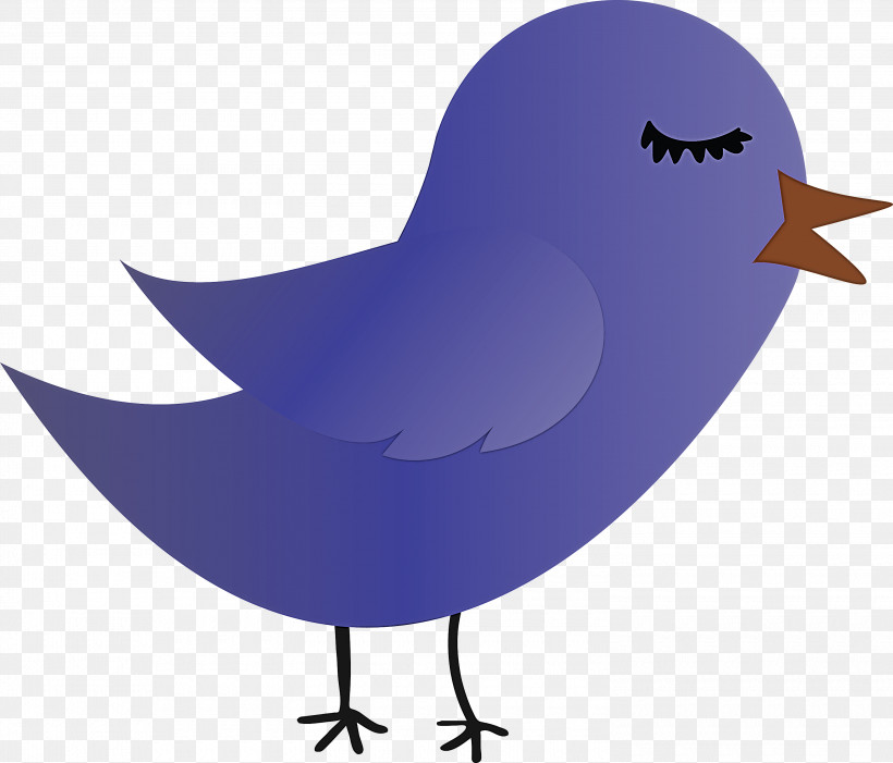 Purple Bird Beak Wing Perching Bird, PNG, 3000x2566px, Cartoon Bird, Beak, Bird, Cute Bird, Perching Bird Download Free