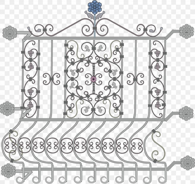 Iron Railing, PNG, 2710x2565px, Iron, Area, Black And White, Fence, Gate Download Free
