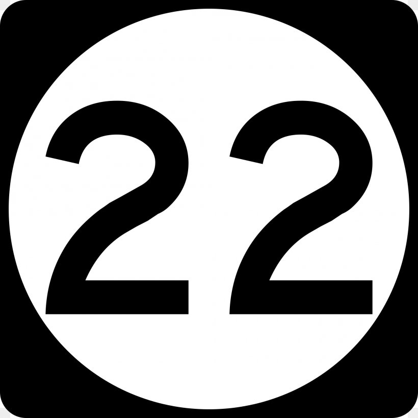 U.S. Route 22 US Interstate Highway System Road Number Sign, PNG, 2000x2000px, Us Route 22, Area, Black And White, Brand, Controlledaccess Highway Download Free