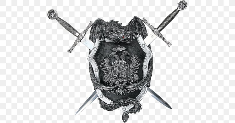 Knife Shield Fantasy Dragon Sword, PNG, 489x429px, Knife, Blade, Coat Of Arms, Cold Weapon, Crest Download Free