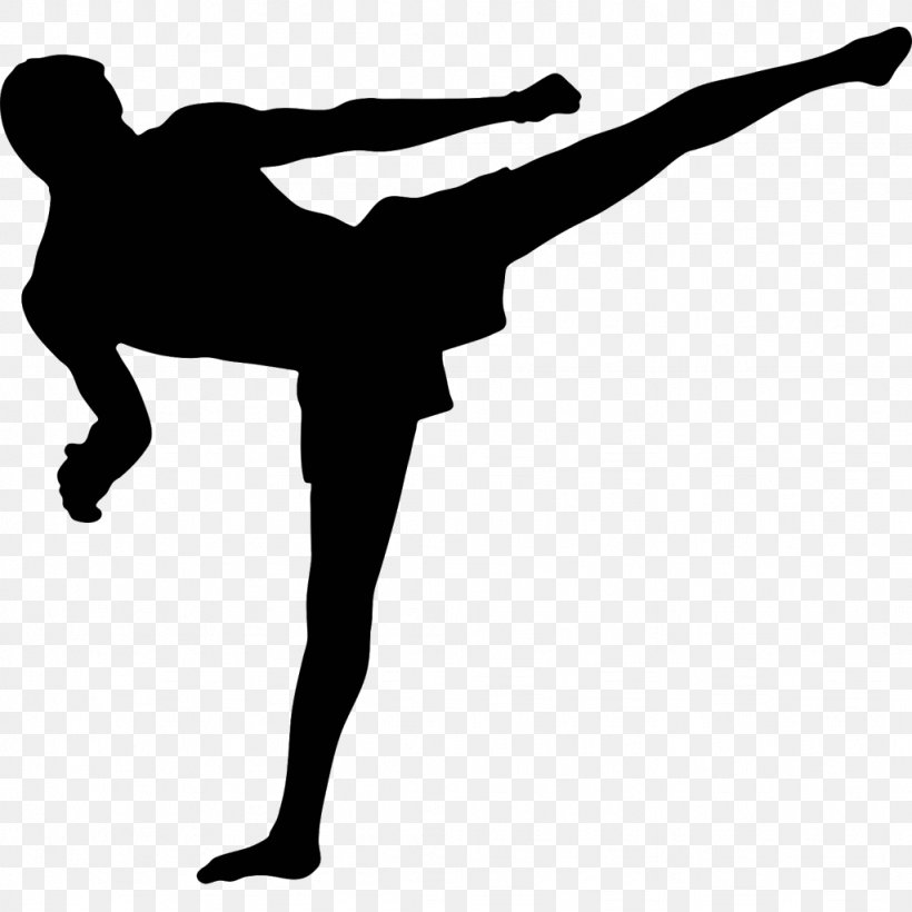 Muay Thai Kickboxing Combat Wall Decal, PNG, 1024x1024px, Muay Thai, Arm, Balance, Ballet Dancer, Black And White Download Free