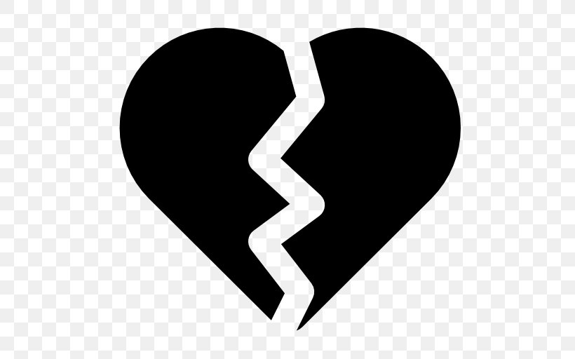 Broken Heart Symbol, PNG, 512x512px, Heart, Black And White, Broken Heart, Computer Software, Falling In Love Download Free