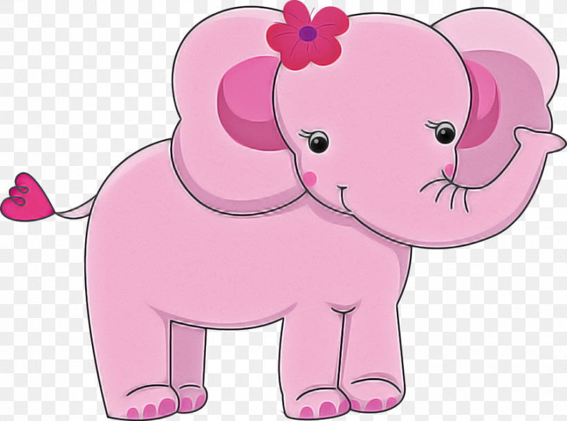 Indian Elephant, PNG, 900x669px, Elephant, Animal Figure, Cartoon, Indian Elephant, Pink Download Free