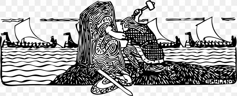 Viking Art Clip Art, PNG, 2400x974px, Viking, Art, Black And White, Brand, Cartoon Download Free