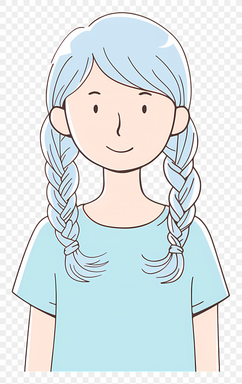 Cute Girl - Cartoon Girl With Braids PNG