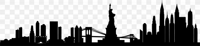 Manhattan Skyline Vector Graphics Silhouette, PNG, 5147x1194px, Manhattan, Black And White, Building, City, Drawing Download Free