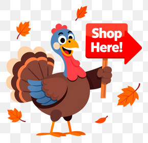 Turkey Holding Promotional Sign - Friendly Turkey Holding Shop Sign PNG