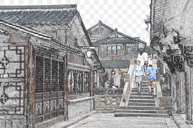 Wuzhen Painting Wallpaper, PNG, 820x544px, Wuzhen, Artwork, Building, Facade, History Download Free