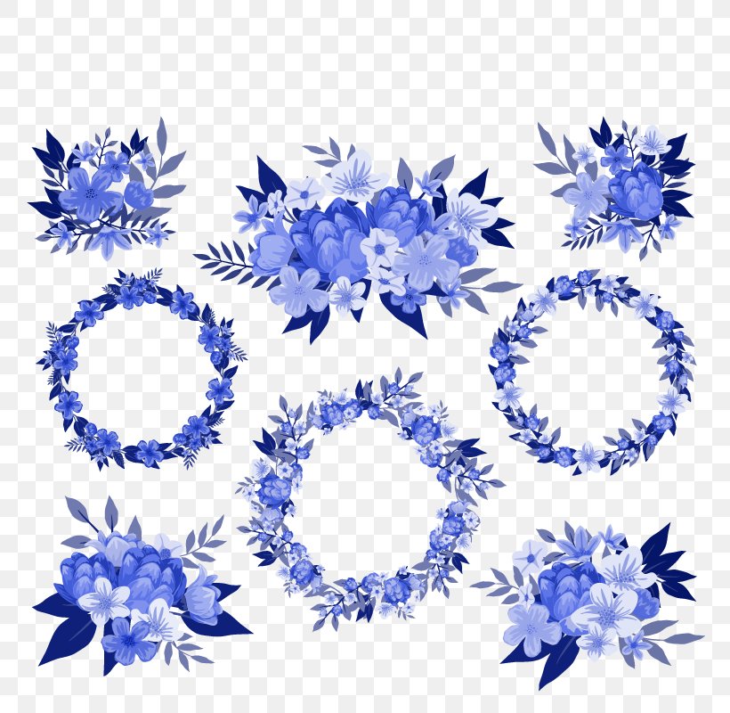 Blue Wreath Cut Flowers Floral Design, PNG, 800x800px, Blue, Cut Flowers, Electric Blue, Floral Design, Flower Download Free